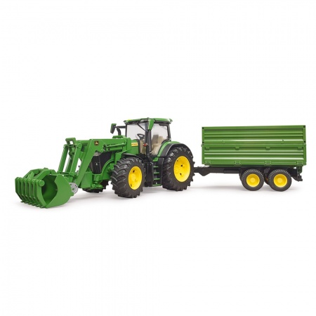 Tractor John Deere 7R 350 cu încărcător frontal și remorcă - Bruder 3155