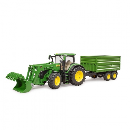 Tractor John Deere 7R 350 cu încărcător frontal și remorcă - Bruder 3155