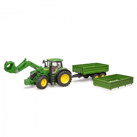 Tractor John Deere 7R 350 cu încărcător frontal și remorcă - Bruder 3155