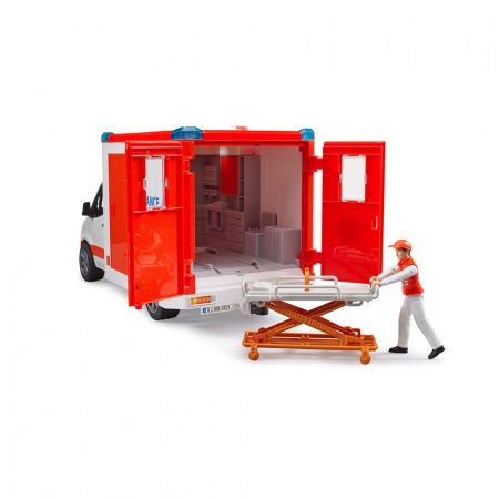 Ambulanță MB Sprinter cu șofer și modul de sunet și lumini - Bruder 2676