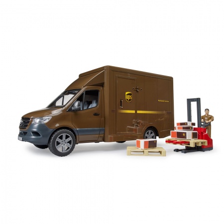 Camionetă curier UPS MB Sprinter cu șofer și accesorii - Bruder 2678