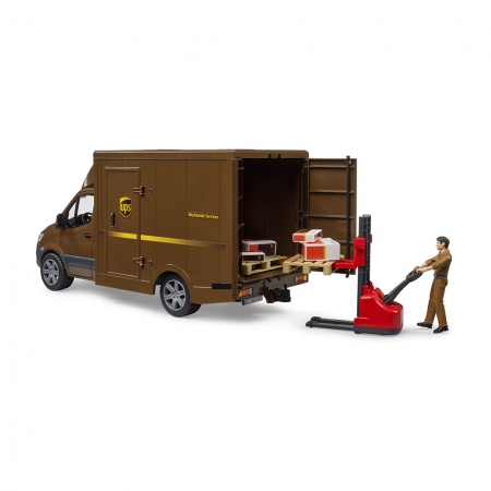Camionetă curier UPS MB Sprinter cu șofer și accesorii - Bruder 2678