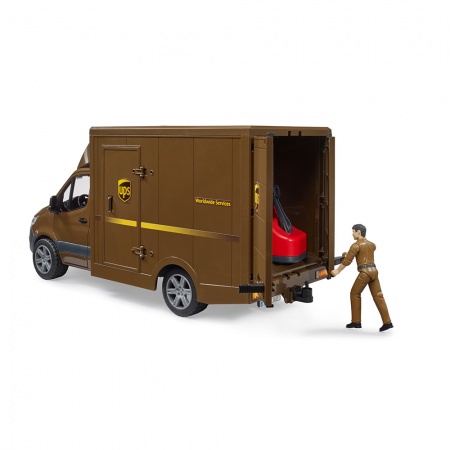Camionetă curier UPS MB Sprinter cu șofer și accesorii - Bruder 2678