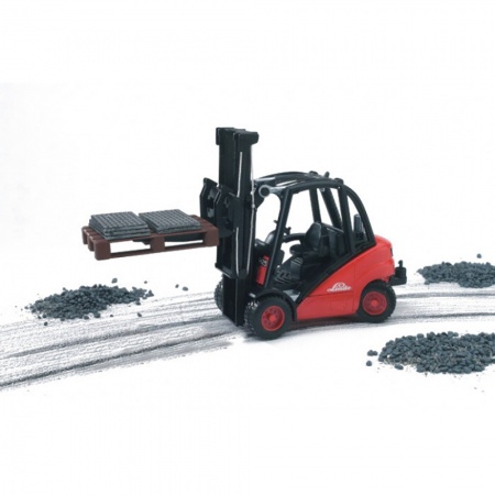 Motostivuitor Linde H35 cu 2 paleți - Bruder 2511