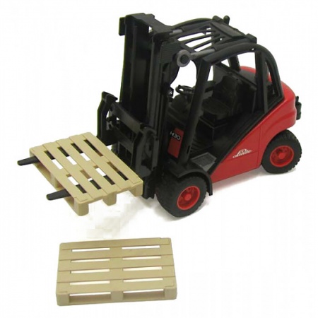 Motostivuitor Linde H35 cu 2 paleți - Bruder 2511