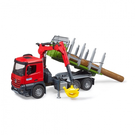 MB Arocs Camion de lemne cu macara de încărcare, cupă, 3 bușteni - Bruder 3669