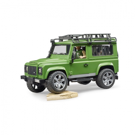 Mașină de teren Land Rover Defender station wagon cu pădurar și câine - Bruder 2587
