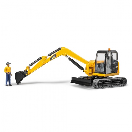 Excavator mini cu șenile CAT cu muncitor - Bruder 2466