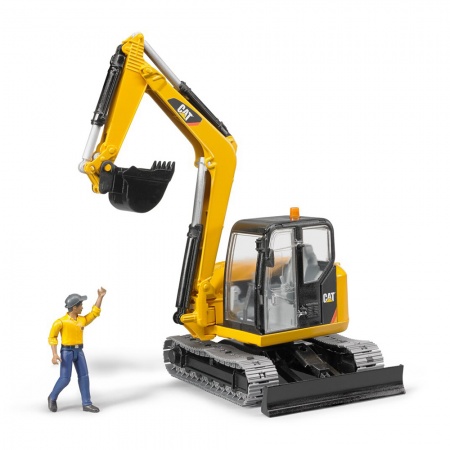 Excavator mini cu șenile CAT cu muncitor - Bruder 2466